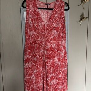 Daisy Fuentes Orange and White Sundress V-Neck Midi